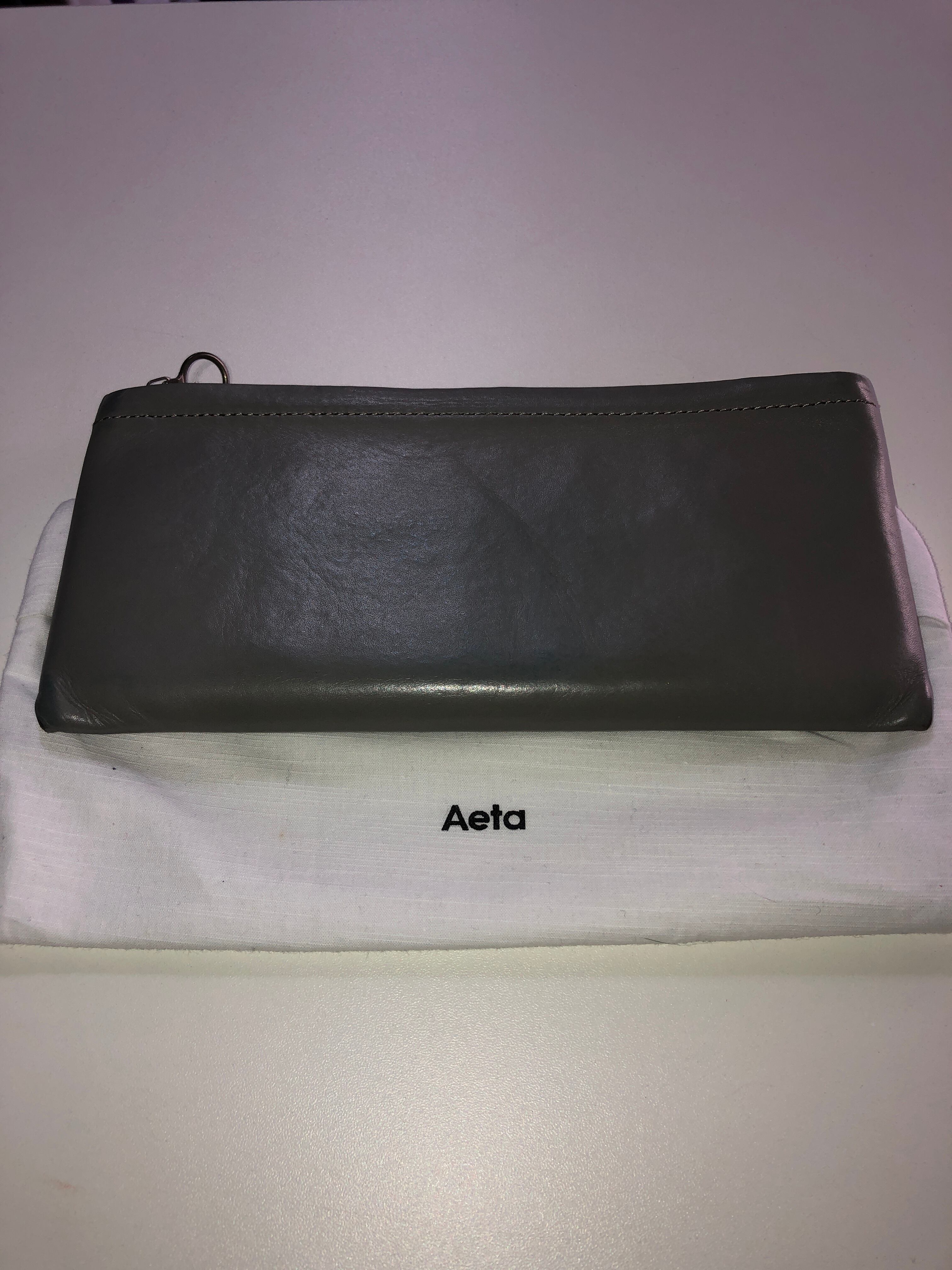 100480○ Aeta レザー 長財布 グレー ウォレット アエタ - 長財布