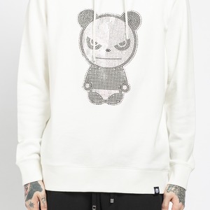 【HIPANDA ハイパンダ】メンズ ラインストーン フーディー スウェット MEN'S RHINESTONE BASIC LOGO HOODIE SWEAT SHIRT / WHITE・BLACK