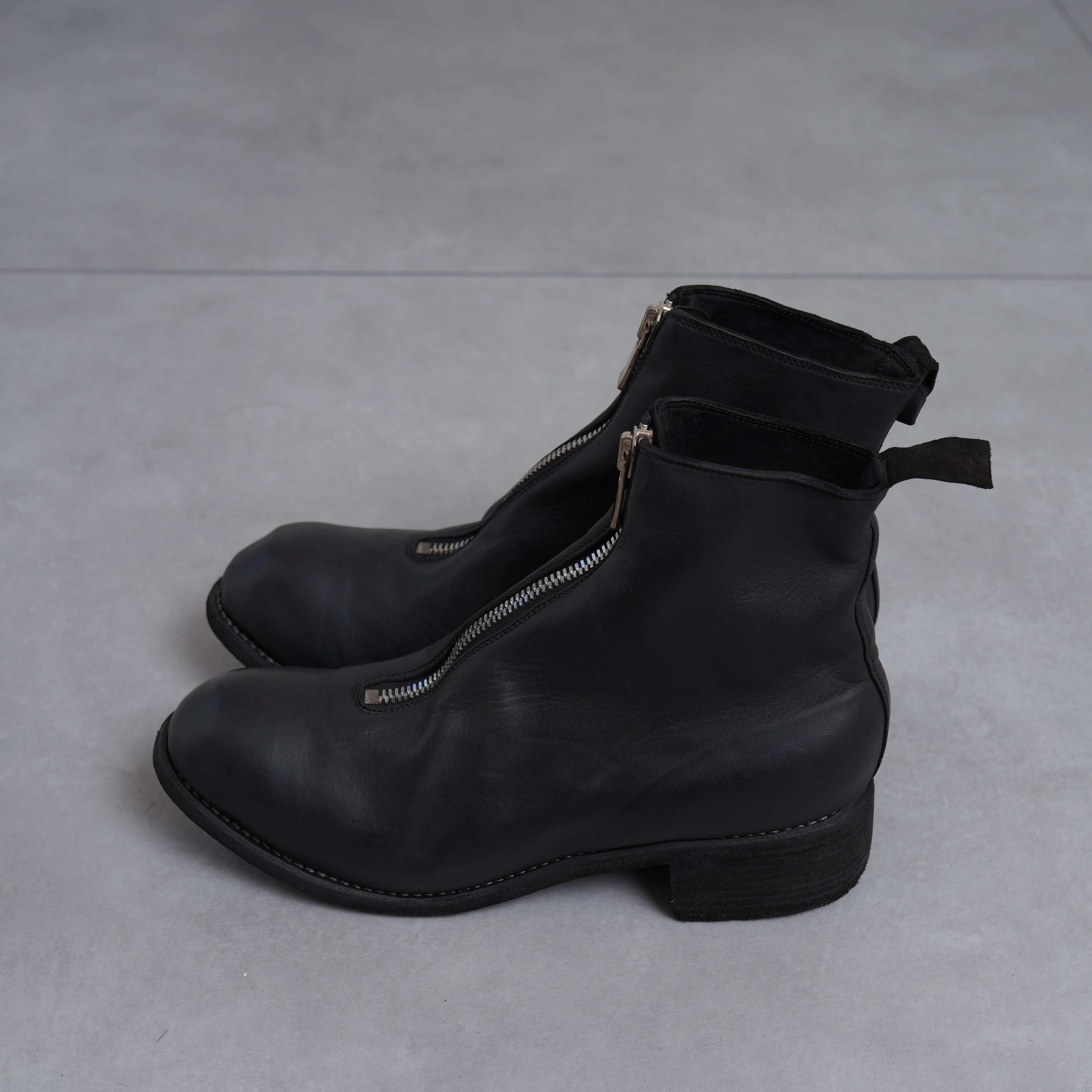 GUIDI /FRONT ZIP BOOTS PL1 "HORSE FULL GRAIN"/ BLACK
