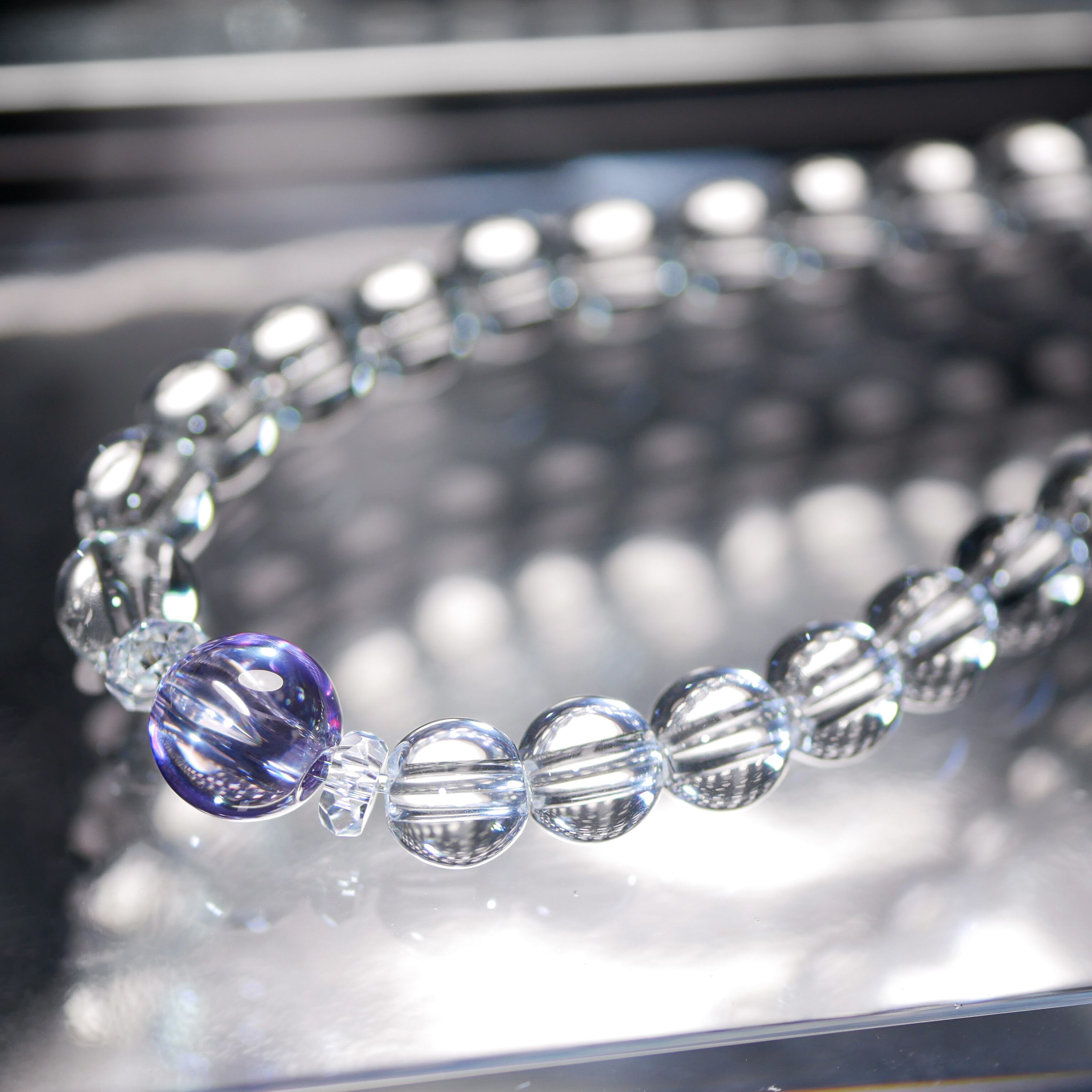☆Xmas SALE☆ CZ＋和水ブレスレット（薄紫 8mm） | 気のせい