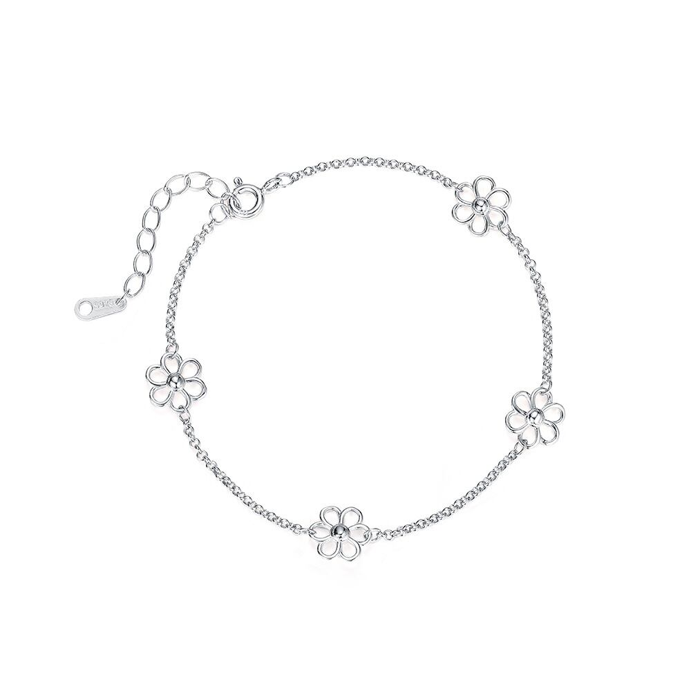 花 ブレスレット WG仕上げS925シルバー レディース華奢アクセサリー