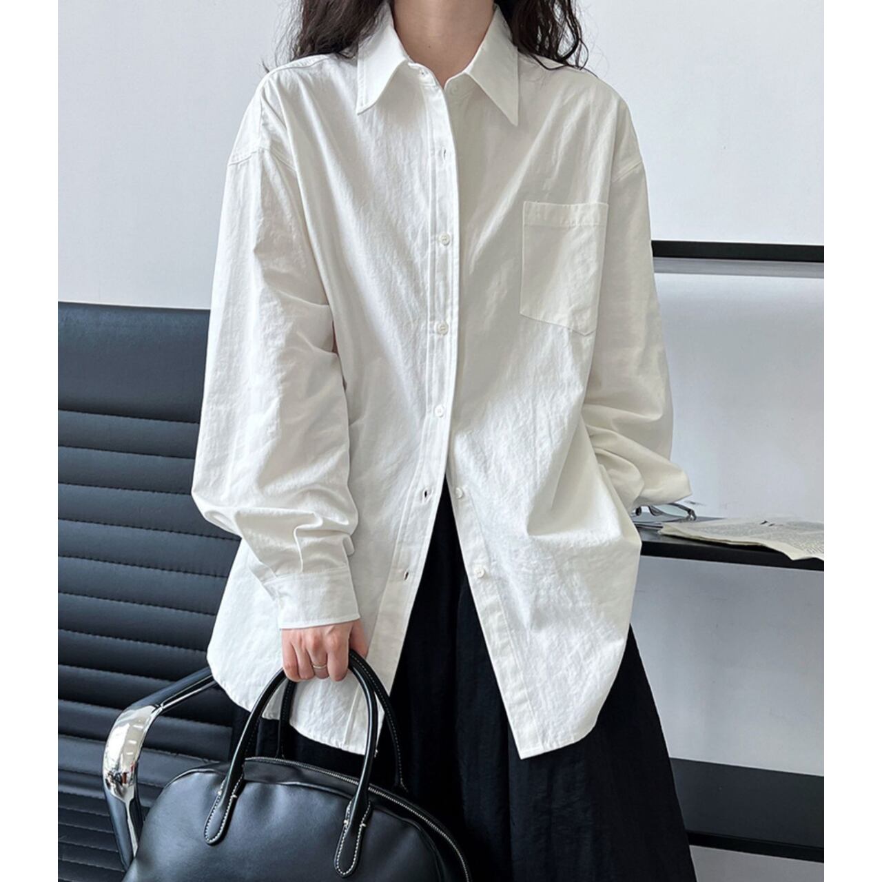 オーバーサイズバンドカラーシャツ a0591