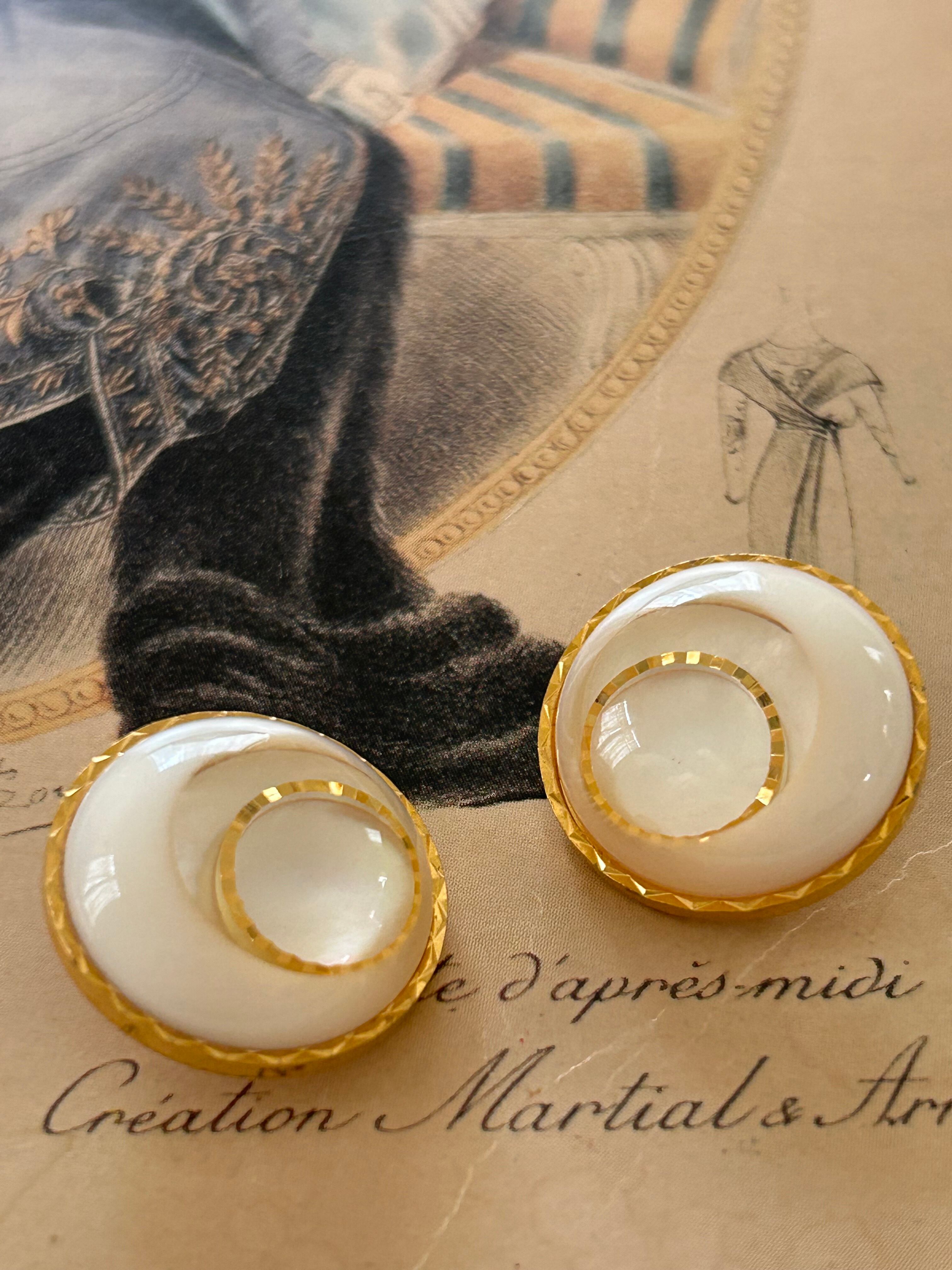 Japanese Vintage ヴィンテージボタン メタル×カボション シェル調 20mm アクセサリーパーツ 装飾材