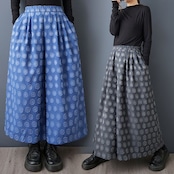 ドット柄 ワイドレッグパンツ 00011