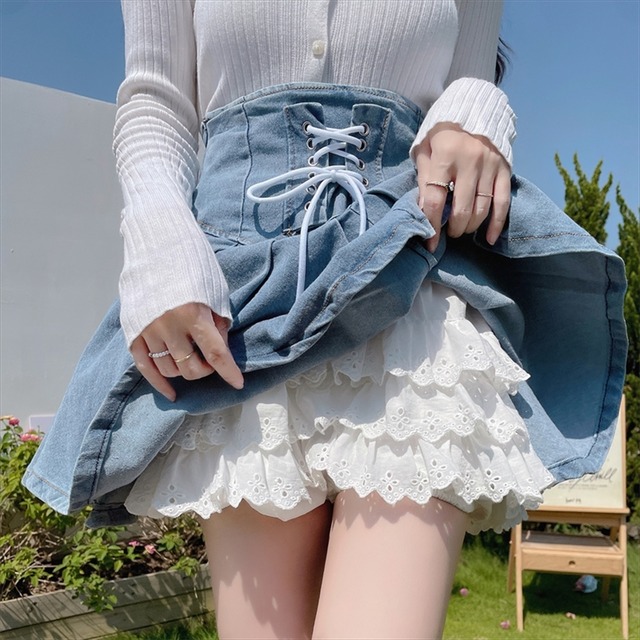 カボチャパンツ レース ふわふわ ガーリー 甘め ロマンティック｜天使と悪魔