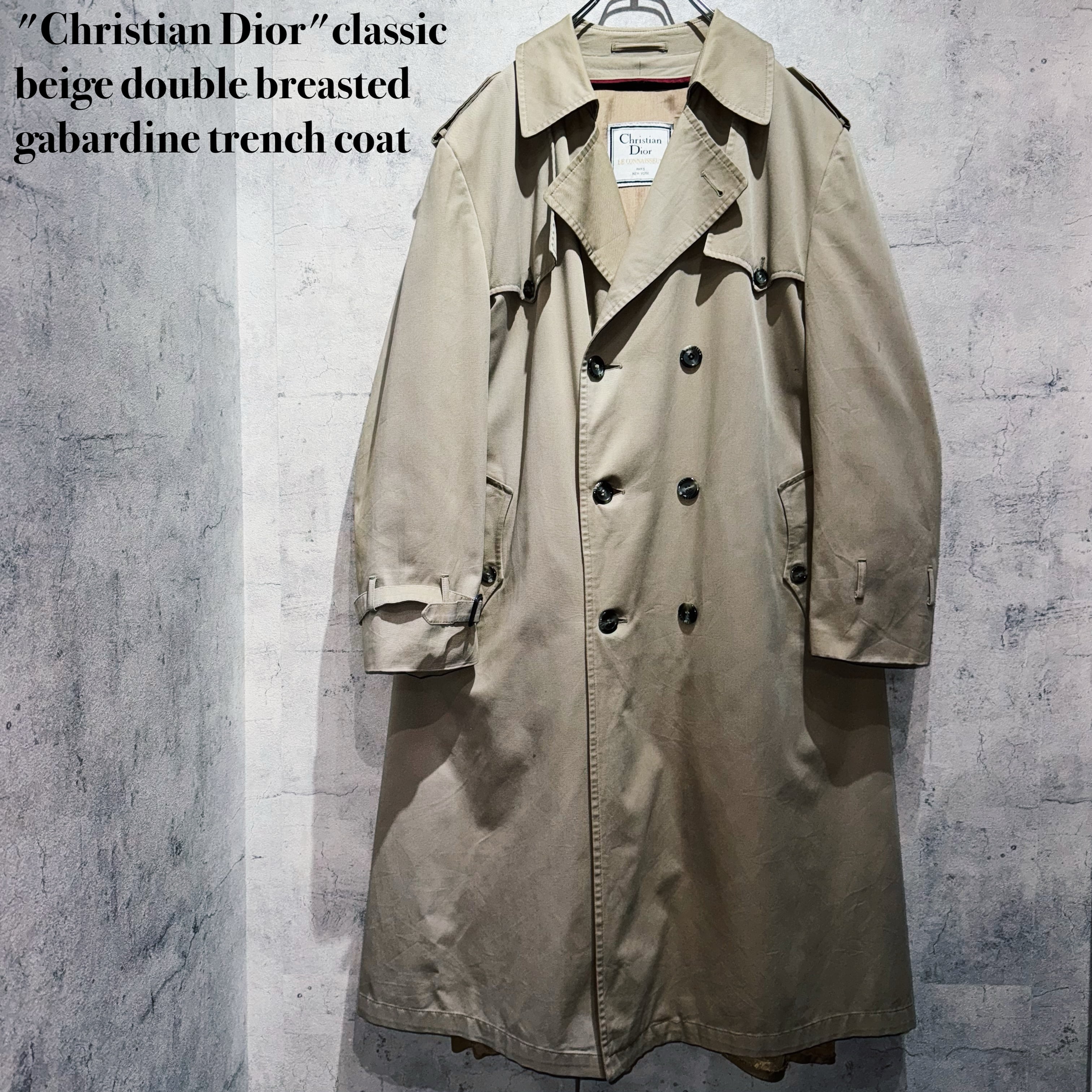 "Christian Dior"classic beige double breasted gabardine trench coat
