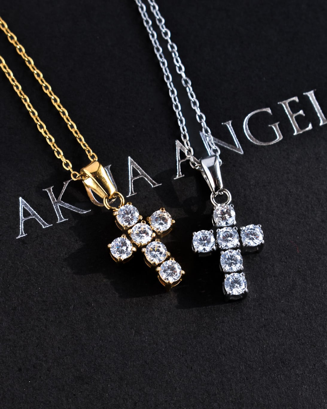 luxury tennis cross necklace stainless steel ・N45 | AKUA