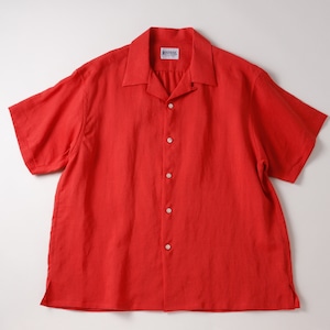 【新品】MINTENS 1950s vintage linen shirts made in Italian fabrics made in JAPAN S/S open collar/ イタリア製 ヴィンテージ生地 リネン オープンカラー 半袖 シャツ レッド オリジナルブランド 1950年代シルエット サイズ①・②
