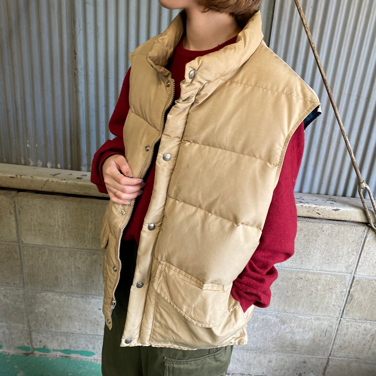 USA製 80年代 WOOLRICH ウールリッチ ダウンベスト アウトドアベスト メンズXL 古着 80s ヴィンテージ ビンテージ ベージュ  【アウトドアジャケット】 | cave 古着屋【公式】古着通販サイト