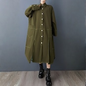 コントラスト ステッチ シャツワンピース 60059