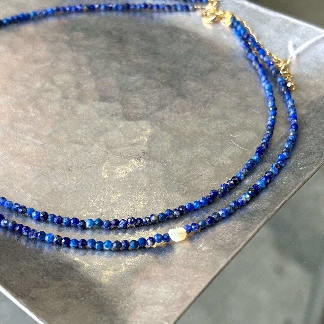 Choker – Lapis Lazuli & Opal】ラピスラズリとオパール 2連チョーカー