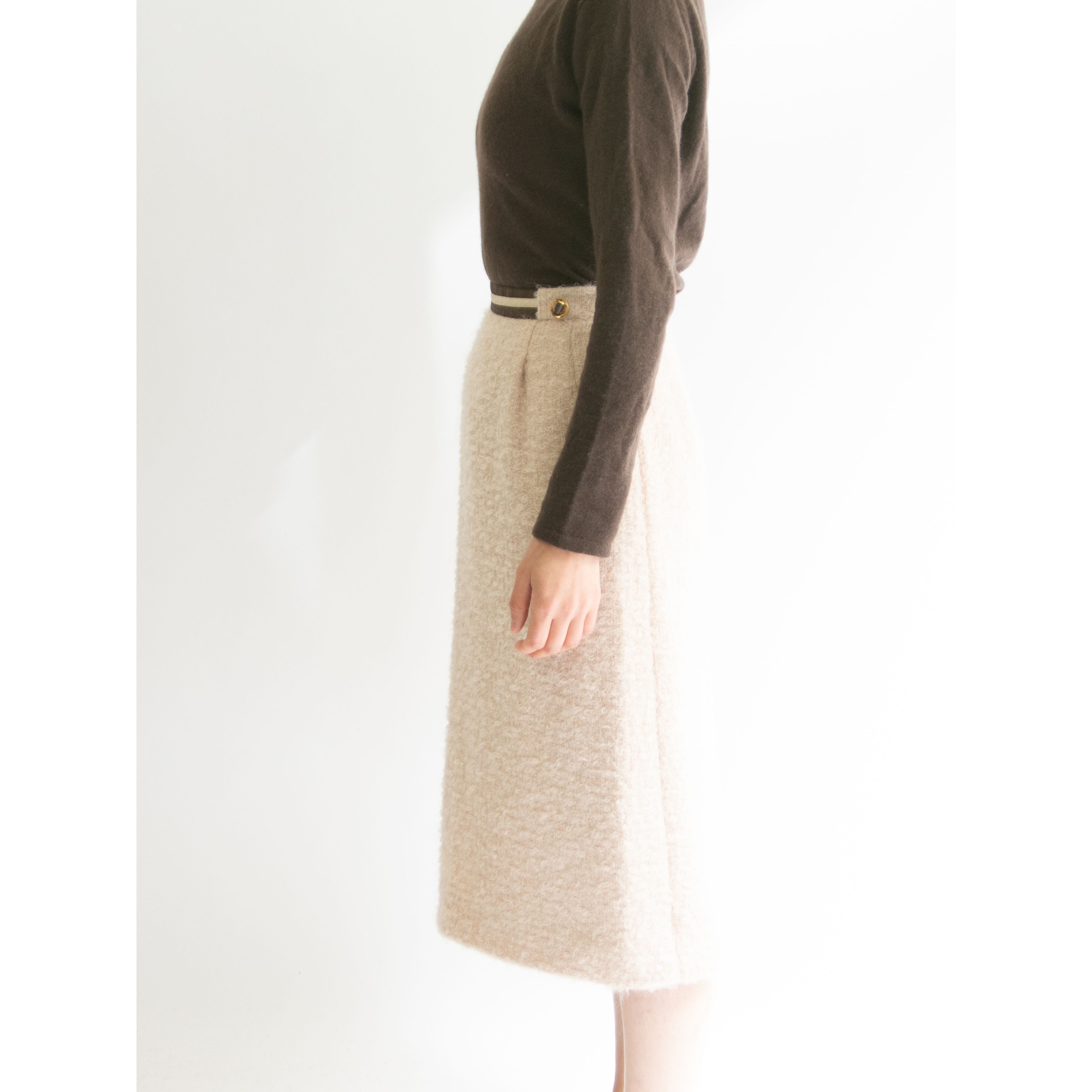 【RICHARD CARRIERE】Made in France Wool-Mohair-Nylon Loop Tweed Skirt（フランス製ウールモヘヤナイロン ループツイードスカート）