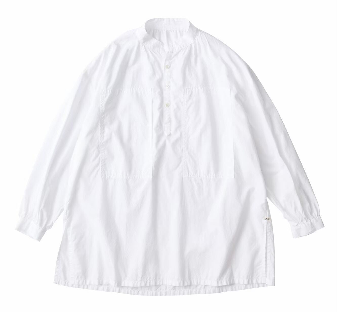 STAND COLLAR LONG SMOCK SHIRT -NILE GIZA COTTON- | 【OFFICIAL 
