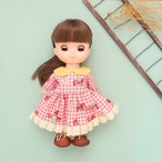 シンプルワンピース（赤いちご黄色水玉）メルちゃんソランちゃん