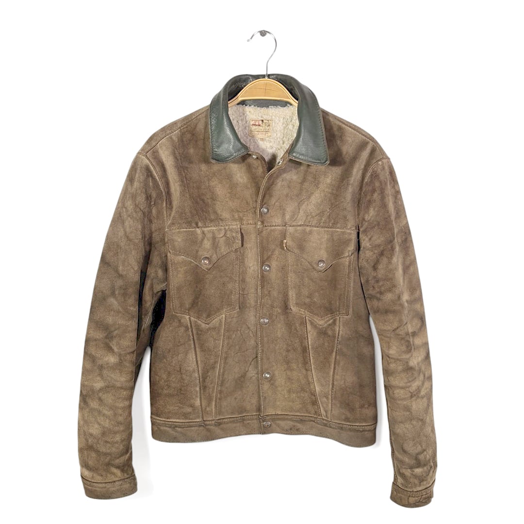 50s リーバイス ショートホーン レザージャケット スウェード ビッグE 内ボア トラッカージャケット 革ジャン LEVIS サイズM相当 古着 DB0017