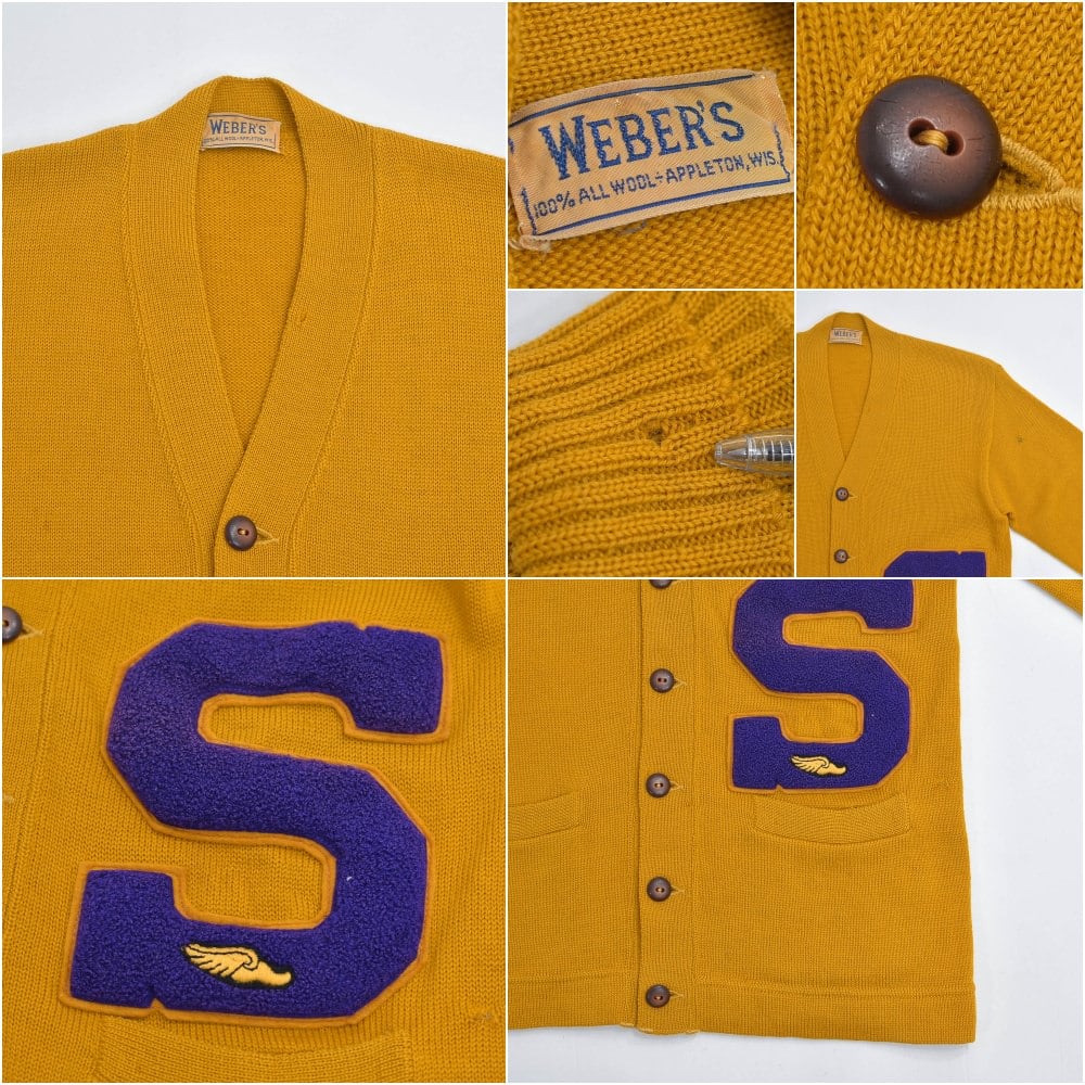 50～60s WEBER'S ウェバーズ サガラワッペン 刺繍 ウールニット