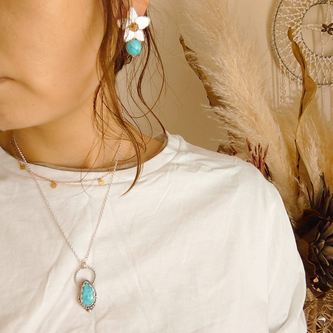 ♡最高に可愛い♡青い海のカケラの雫Necklace -青い波模様！ボヘミアン 