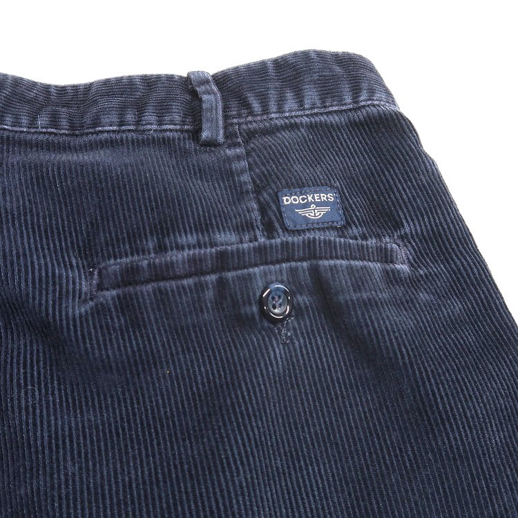 古着 ドッカーズ DOCKERS コーデュロイパンツ ツータック ネイビー