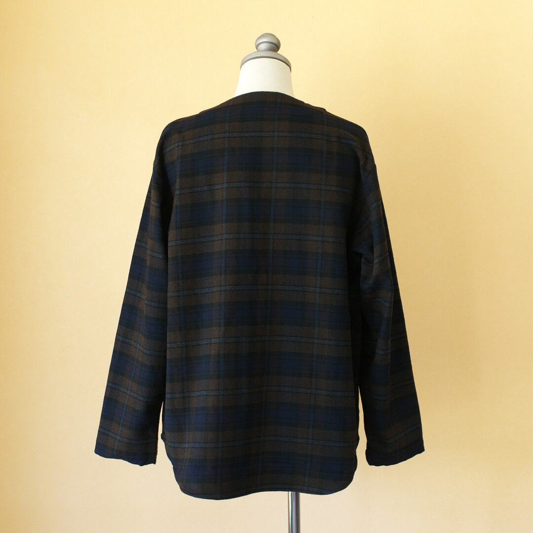 Manual Alphabet マニュアルアルファベット C/W check pullover shirt コットンウールチェックプルオーバーシャツ・ブラウン【メンズ】