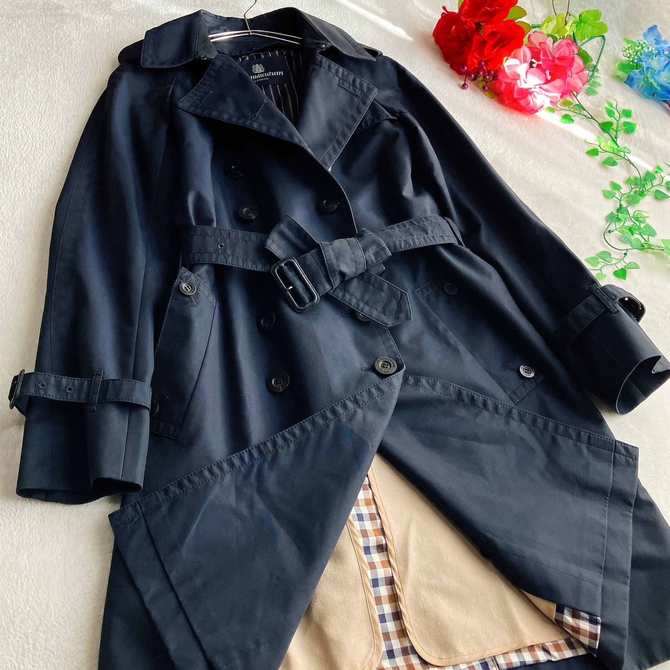 美品】Aquascutum アクアスキュータム☆ウールライナー付き トレンチ