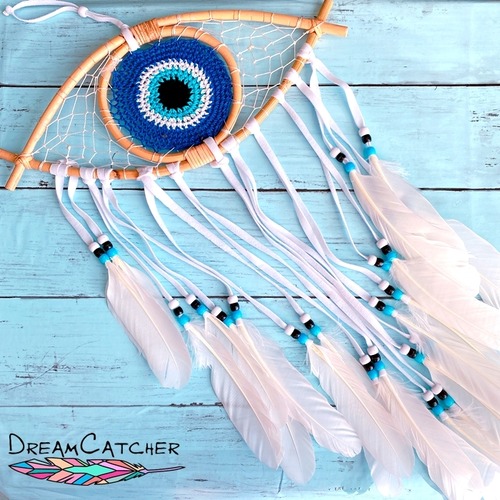 【バリ島直輸入】ネイティブ ボヘミアン eye型 BIGドリームキャッチャー (ブルーの瞳)