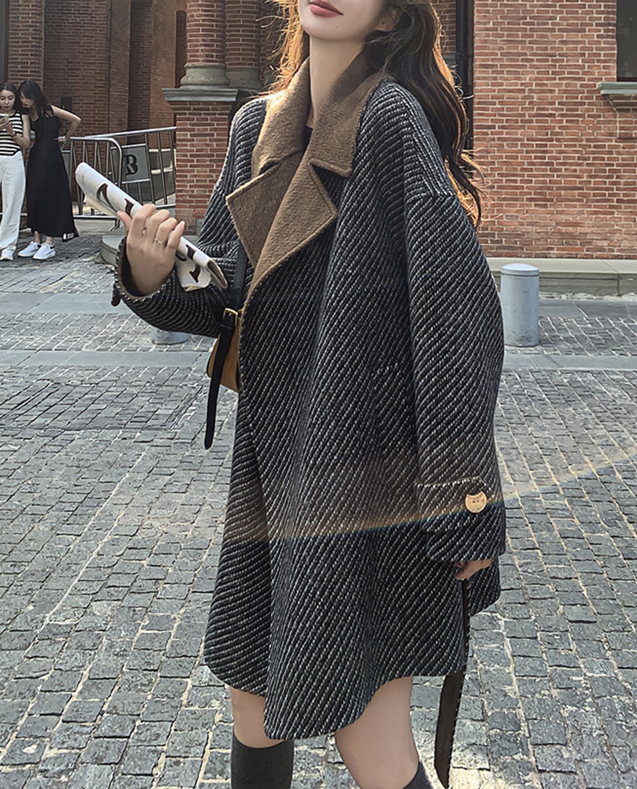 ヘリンボーンオーバーカラーウールコート A0647 - 1