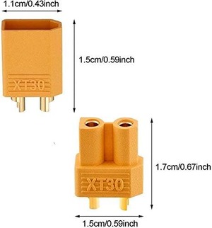 【30ペア　オス30 /メス30】 XT30U（XT30上位互換） コネクタ セット高電流対応 金メッキ リポバッテリー ESC接続用 耐熱 逆接防止 ラジコン ドローン パーツ