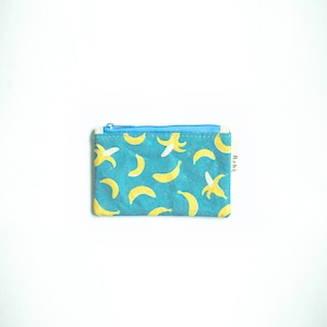 Ashi｜亜紙 Flat Pouch S＊Banana Blue 紙ポーチ フルーツ柄 バナナ ハンドメイド