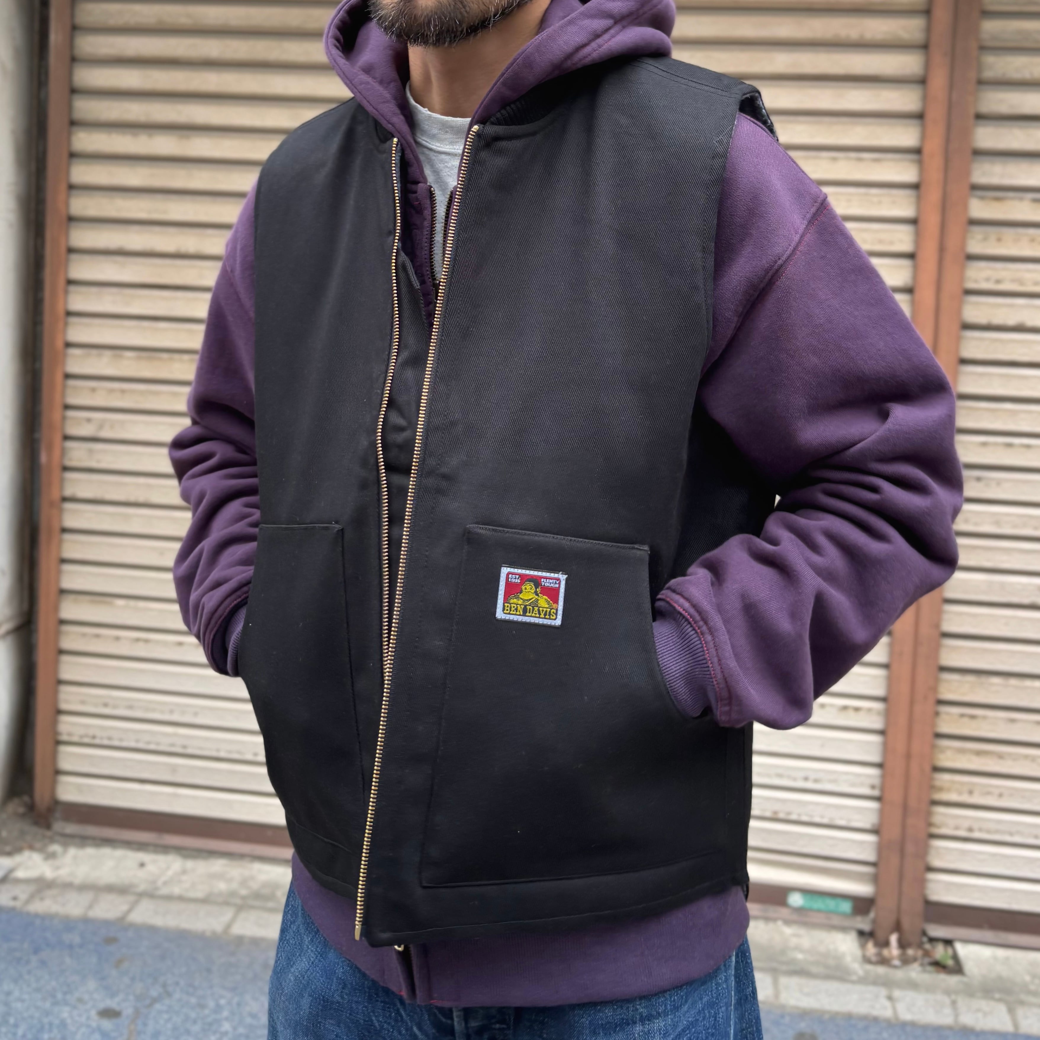 USA企画 BEN DAVIS LINED VEST - Black / ベンデイビス ワークベスト
