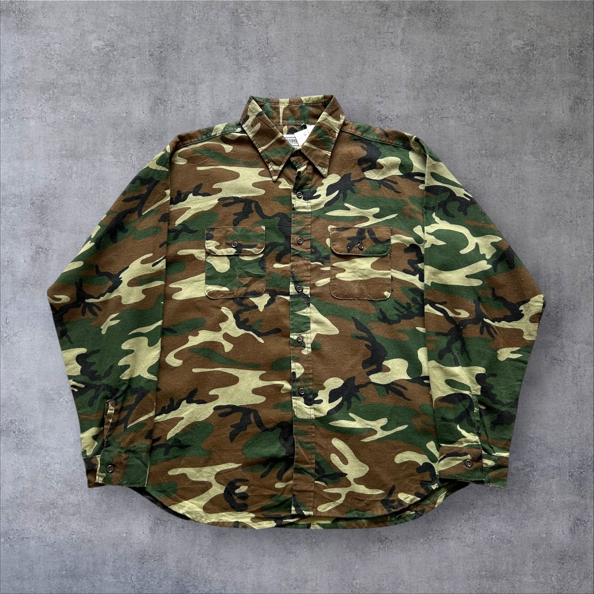 3XL!! 〜1980s FIVEBROTHER Woodland Camouflage Print Flannel Shirt【高円寺店】