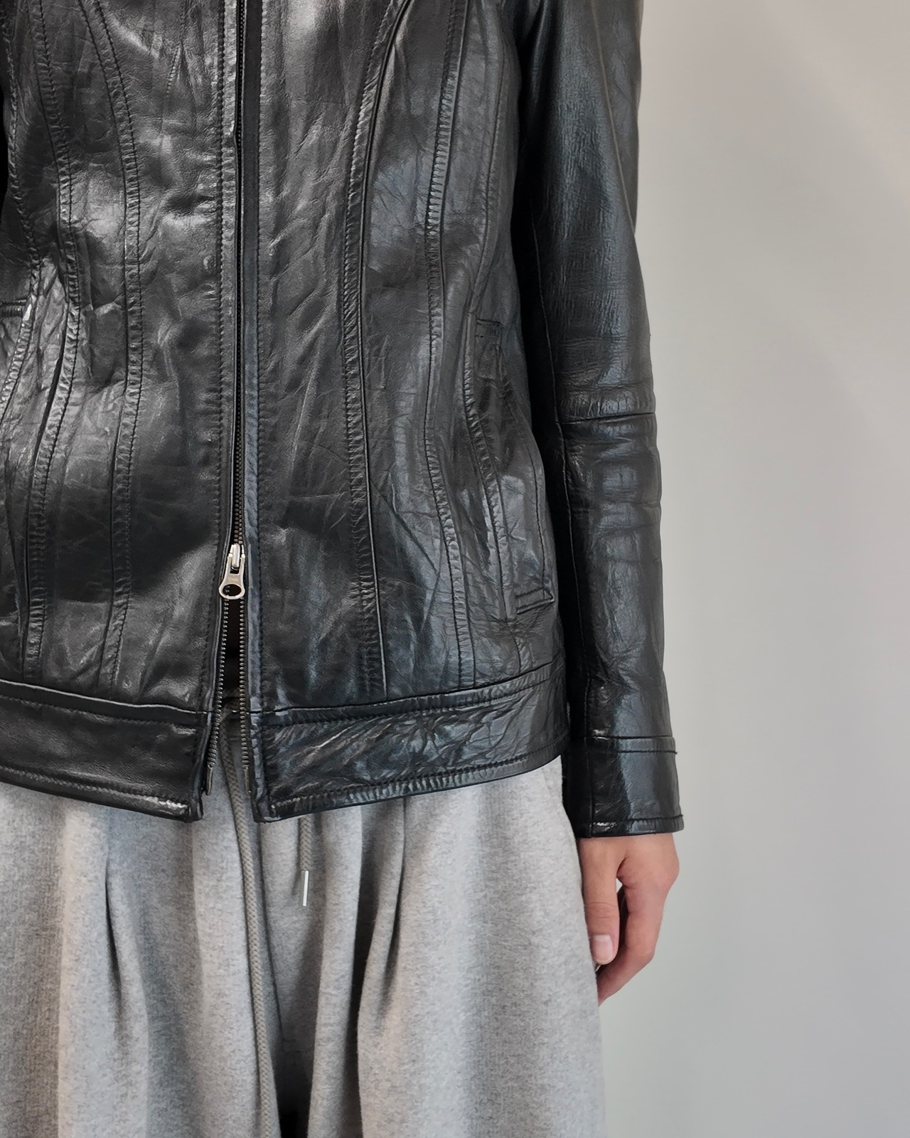 【5351 Pour HOMMES】curve seam leather jacket