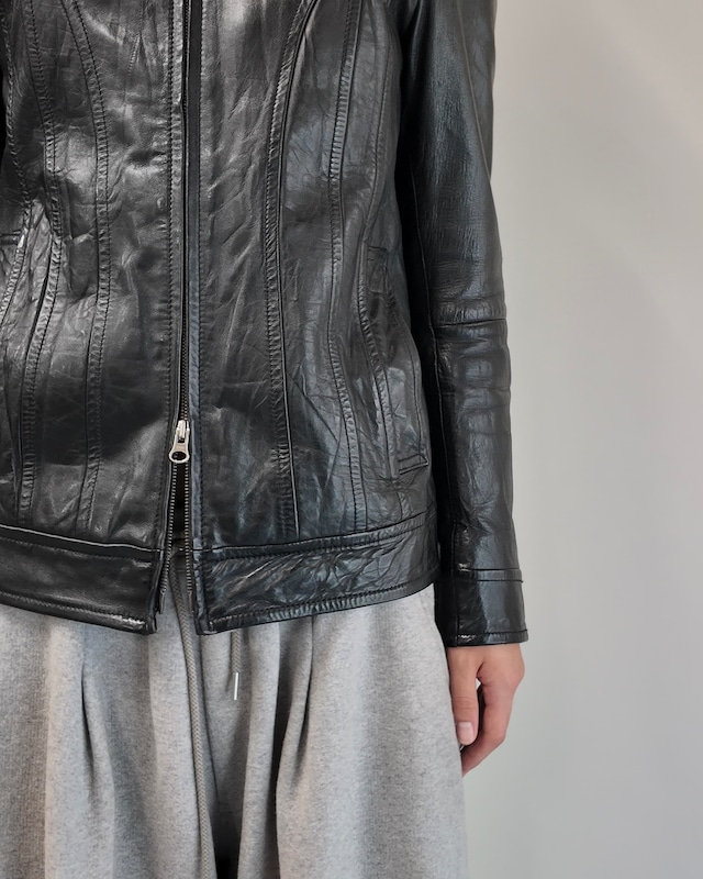 【5351 Pour HOMMES】curve seam leather jacket