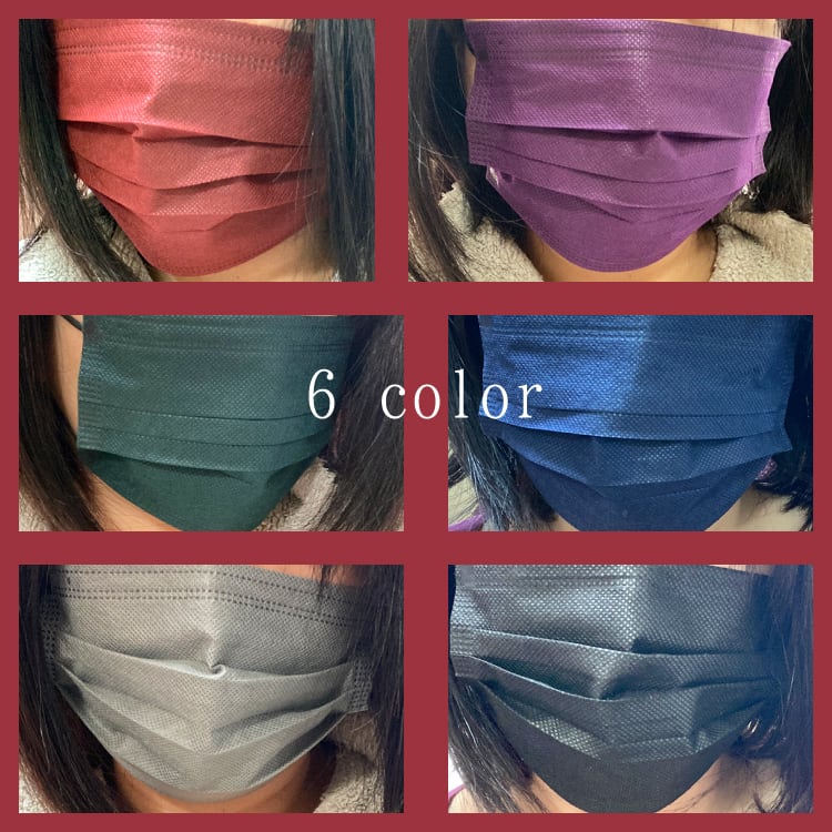 カラー マスク 50枚 不織布 使い捨て 大人用 50枚入り 三層構造 ウイルス 花粉対策 飛沫防止 mask color shop Amalet
