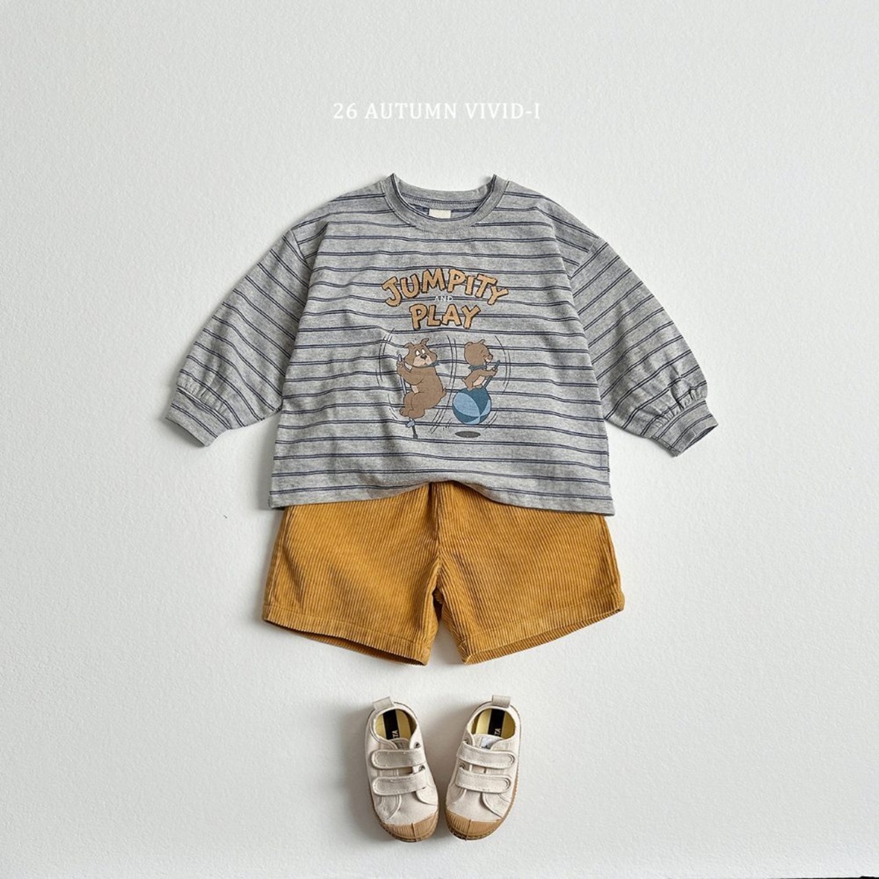 【取寄/韓国直送】VIVID-I ボーダーアニメシングルTシャツ｜秋服｜韓国子供服｜26/AT