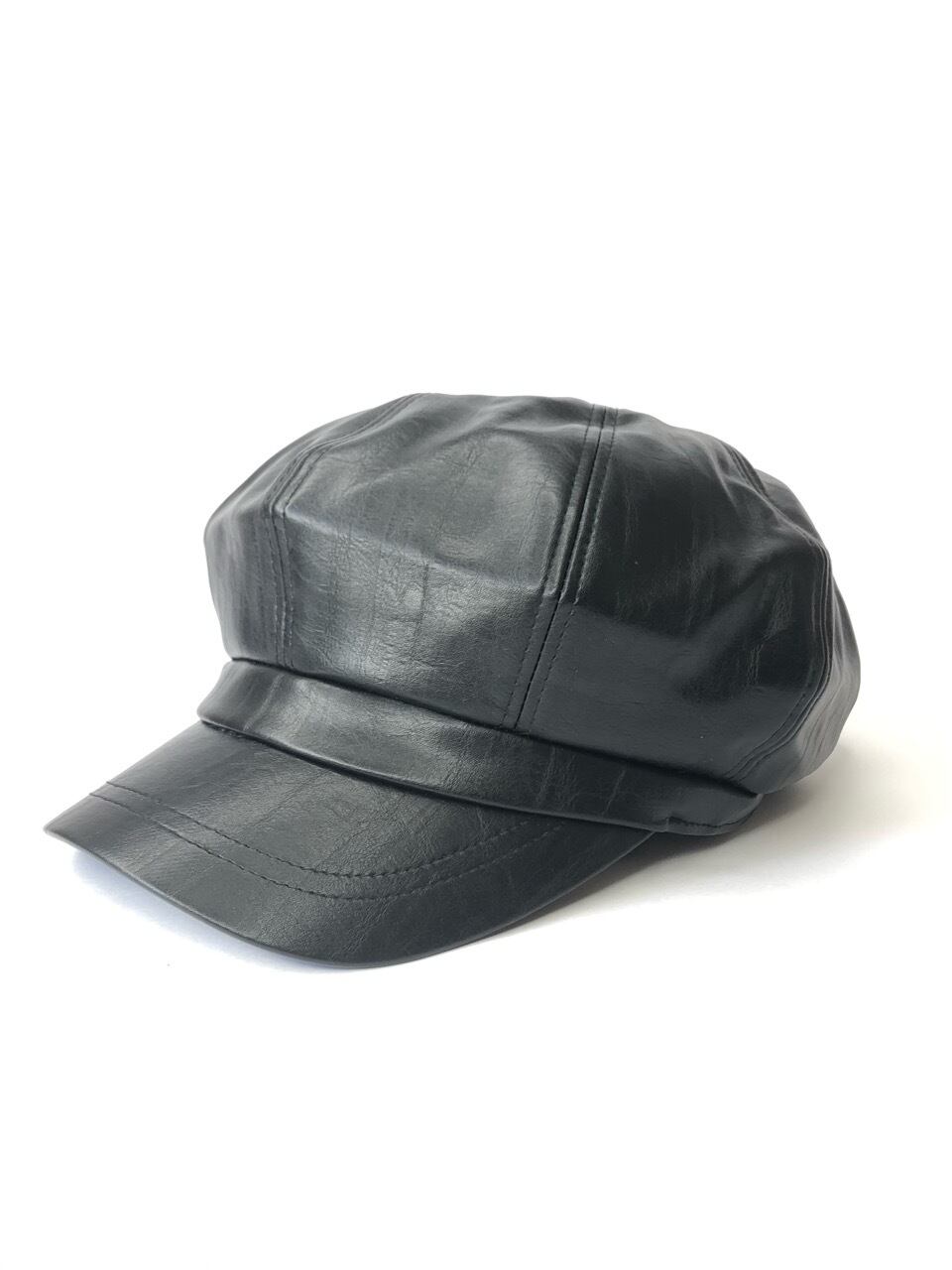 NEIGHBORHOOD NH3204 8パネル レザー キャスケット 黒 L 8パネルエコレザーキャスケット | オンラインShop無（帽子の通販）
