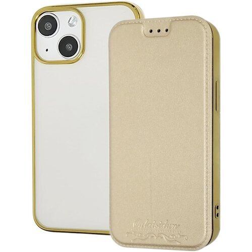 Ryo楽々生活館 iPhone13mini ケース 手帳型 iphone 13 mini 5.4インチ 2021 保護 カバー TPU製 ソフト クリアバックカバー カード収納 スタンド 全面保護 耐衝撃 アイフォン 13 ミニ ケース ゴールド 1858