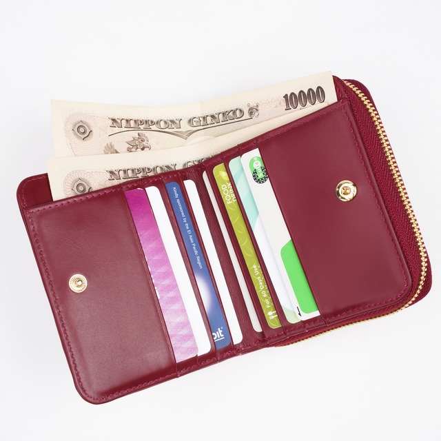 クロコダイル ラウンドジップ ミニ財布　赤