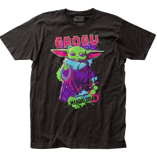 スター・ウォーズ Tシャツ Star Wars The Mandalorian: Neon Retro Grogu Premium Black T-Shirt