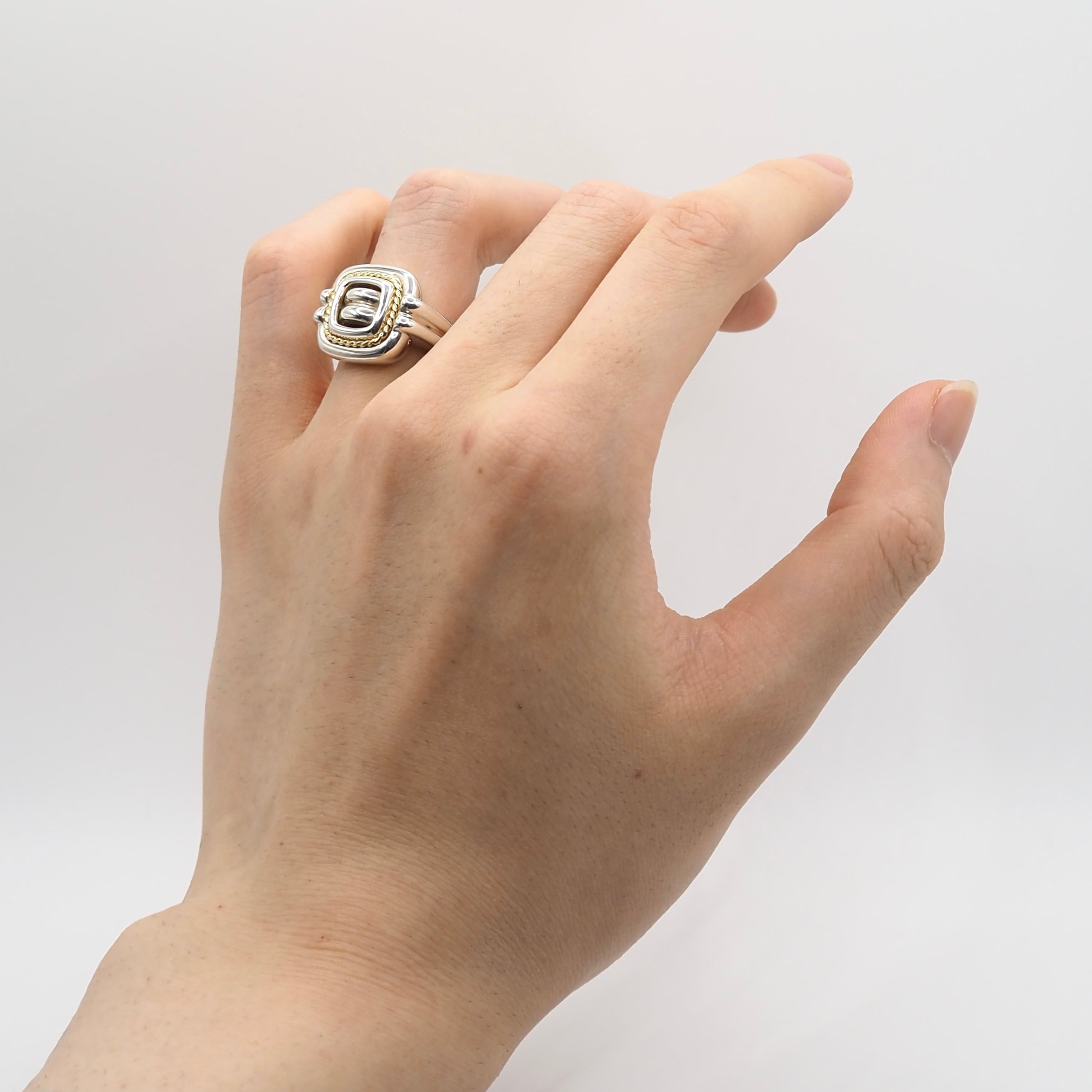 Tiffany&Co. 約11号 スクエアクッションコンビリング シルバー925 K18