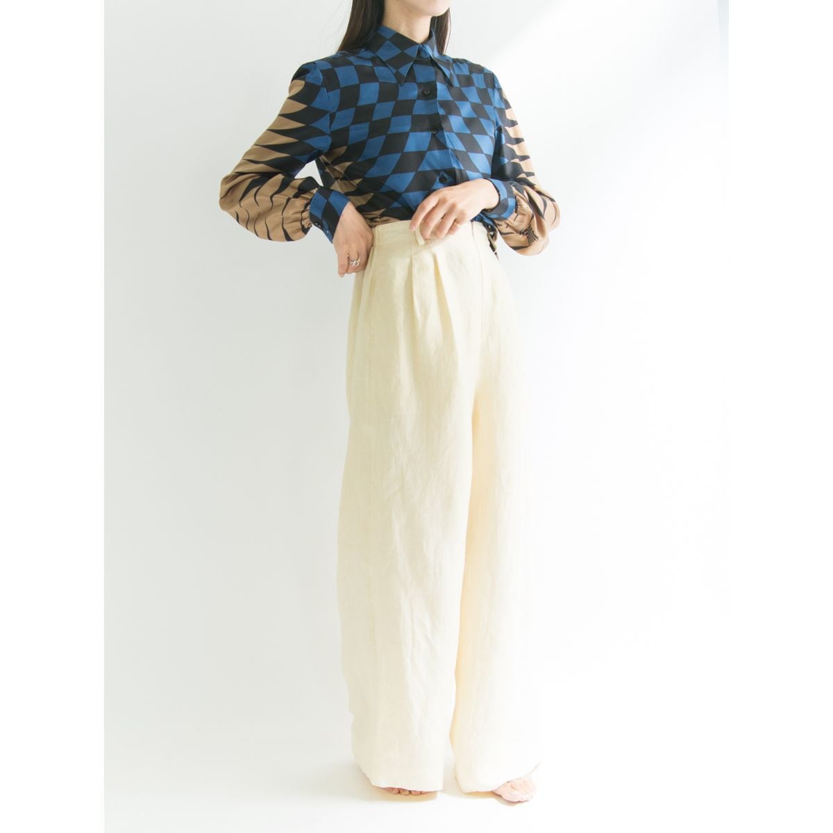 【LANVIN BOUTIQUE】Made in France silk shirt(フランス製 ランバンブティック シルクシャツ)8d