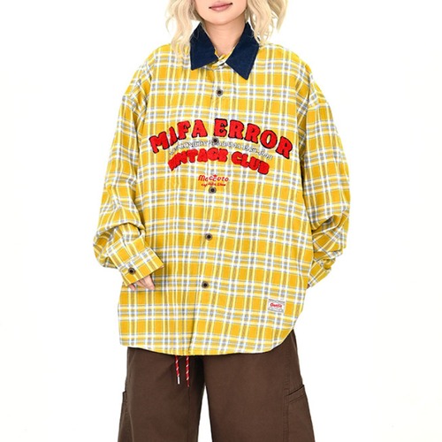 embroidered logo pop color check shirt　刺繡ロゴポップカラーチェックシャツ　J1409