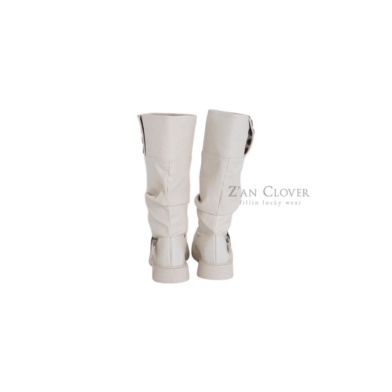 [Z’AN CLOVER] Cuff Shirring Long Boots / [지안클로버] 커프셔링롱부츠