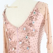 社交ダンス 衣装 ラテン ドレス ワンピース ラテンドレス ピンクベージュ レース デモ 競技 発表会 パーティ ピンク系 ベージュ系 伸縮性 おしゃれ 女性用 ファッション エレガント ステージ衣装 レース 競技用 発表会用 パーティー用 ドレスアップ