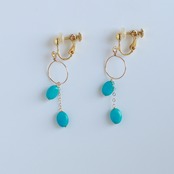 ターコイズを揺れるエレガント使いで！ ほどよい揺れ感が可愛い！ターコイズピアスorイヤリング mm1154