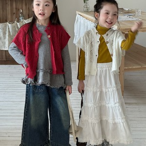 秋韓国風透かし編みニットカーディガン