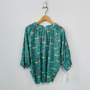 GRANZIO　Camping Print Blouse ターコイズ