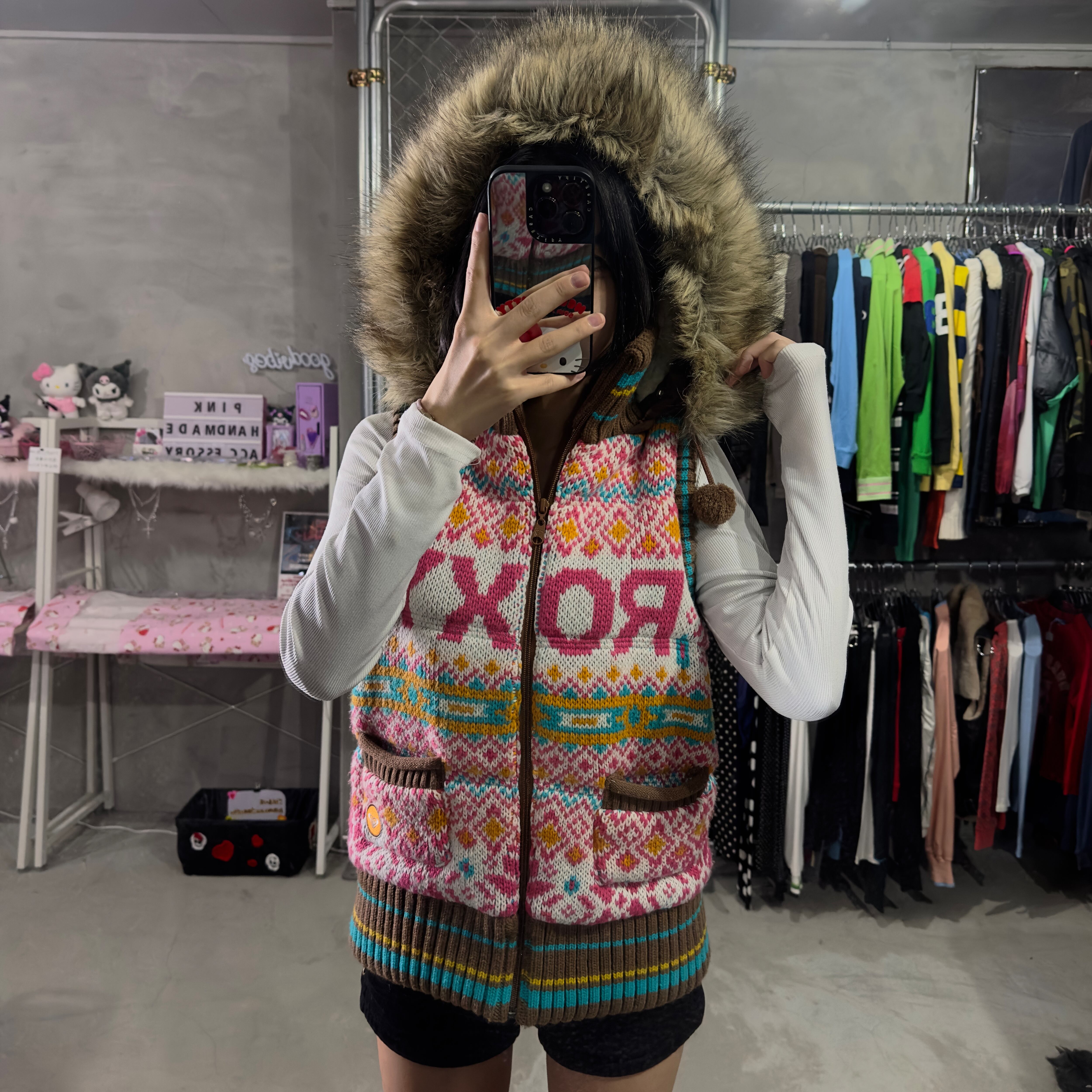 ROXY ファーニットベスト | 古着屋 PINK