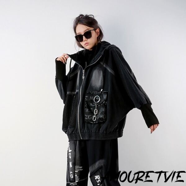 レディース アウター ジャケット スタイリッシュ アシンメトリー 黒 ブラック モダン 個性派ファッション 2602 Amouretvie 韓国系 モード系 個性的ファッションの通販サイト