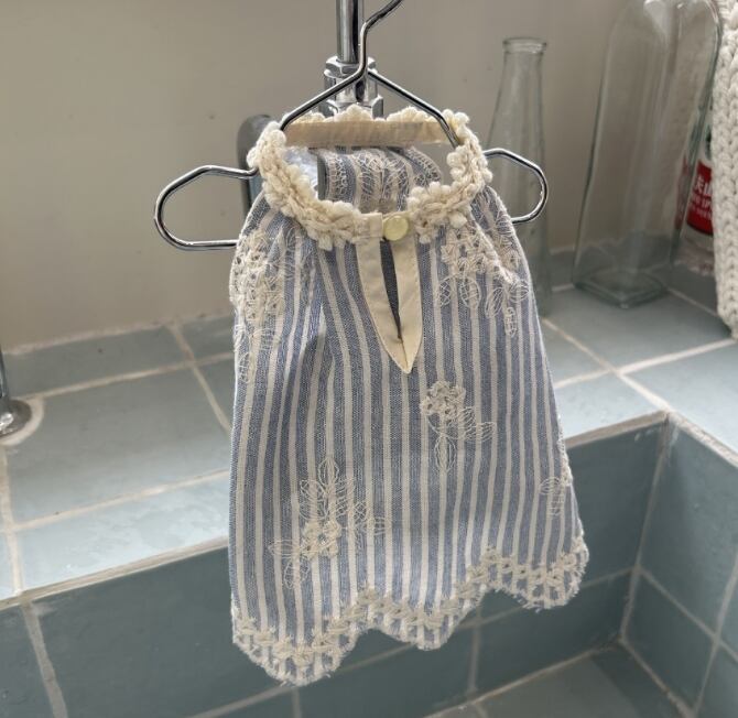 《予約》3102387 お花とボーダーのさわやかワンピース