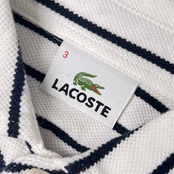 LACOSTE ラコステ ボーダー 鹿の子 半袖 ポロシャツ 3/ホワイト×ネイビー メンズ ファブリカ